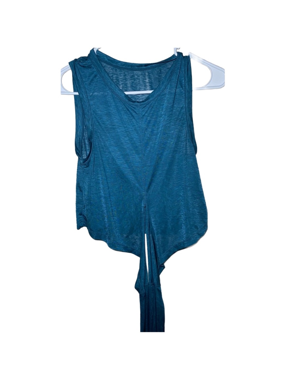 Women’s Teal Sleeveless Cropped Top Front Tie Summer Top M‎